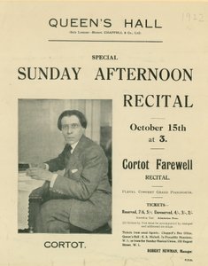 Programa para el recital de despedida de Cortot de English Photographer