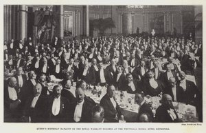 Banquete de cumpleaños de la Reina de los titulares de la orden real en las Salas de Whitehall, Hotel Metropole de English Photographer