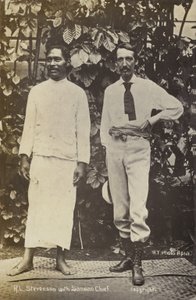 Robert Louis Stevenson con un jefe samoano