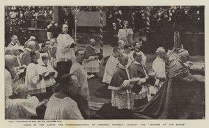 Escena en la colocación de la primera piedra por el Cardenal Vaughan, leyendo las letanías de los santos de English Photographer