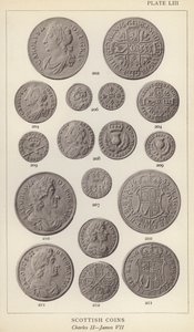 Monedas escocesas, Carlos II, Jacobo VII (foto en blanco y negro) de English Photographer