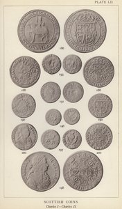 Monedas escocesas, Carlos I, Carlos II (foto en blanco y negro) de English Photographer
