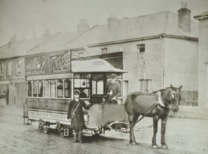 Coche de un solo caballo de la Croydon Tramways Company en la terminal de Red Deer, 1885 de English Photographer