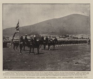 Sir F Forestier-Walker revisando a los Voluntarios del Cabo, los Highlanders desfilando de English Photographer