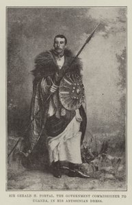 Sir Gerald H. Portal, el comisionado del gobierno en Uganda, con su vestido abisinio de English Photographer