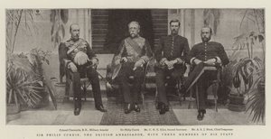 Sir Philip Currie, el Embajador Británico, con Tres Miembros de su Personal de English Photographer