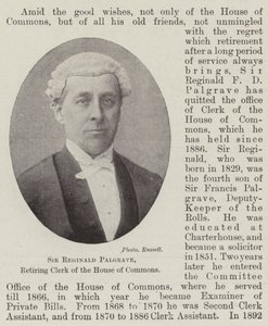 Sir Reginald Palgrave, Secretario Retirado de la Cámara de los Comunes de English Photographer