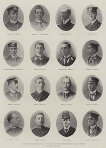 Algunos de la Brigada Naval del HMS Powerful que fueron presentados a la Reina en Windsor