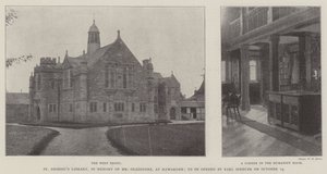 Biblioteca St Deiniol, en memoria del Sr. Gladstone, en Hawarden, a ser inaugurada por el conde Spencer el 14 de octubre de English Photographer