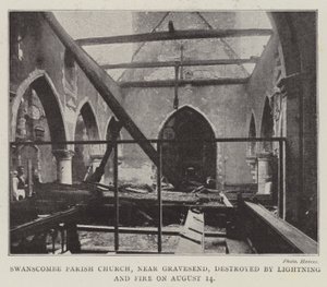 Iglesia parroquial de Swanscombe, cerca de Gravesend, destruida por un rayo y fuego el 14 de agosto de English Photographer