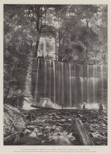 El avance de Tasmania, las cataratas de Russell, mostrando el flujo promedio de agua durante la temporada de verano