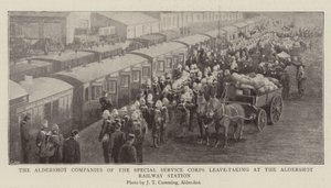 Las Compañías de Aldershot del Cuerpo de Servicio Especial Despedida en la Estación de Ferrocarril de Aldershot