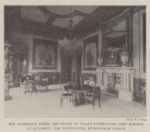 El apartamento donde el príncipe de Gales entretuvo a Lord Roberts en el almuerzo, el comedor, Palacio de Buckingham de English Photographer