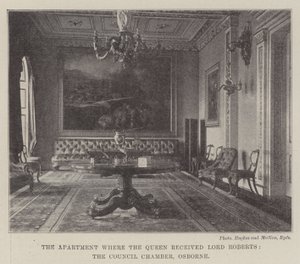 El apartamento donde la reina recibió a Lord Roberts, la sala del consejo, Osborne de English Photographer