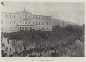 El Intento de Asesinato del Rey de Grecia, una Demostración Popular frente al Palacio Real, Atenas, para celebrar la Escapada de Su Majestad de English Photographer