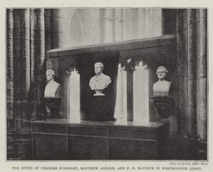Los bustos de Charles Kingsley, Matthew Arnold y F.D. Maurice en la Abadía de Westminster de English Photographer