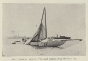 El Columbia, mostrando el mástil de acero roto el 2 de agosto de 1899 de English Photographer