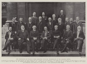 La conferencia de primeros ministros coloniales con el Sr. Chamberlain en la Oficina Colonial de English Photographer