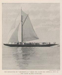 La Partida del Shamrock II del Clyde hacia América, 27 de Julio, el Yate en su Aparejo Oceánico de English Photographer