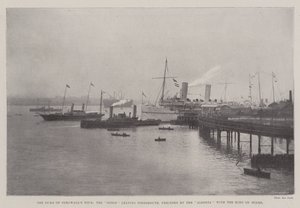 El Tour del Duque de Cornwall, el Ophir saliendo de Portsmouth, precedido por el Alberta con el Rey a Bordo de English Photographer