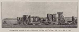 La caída de los monolitos en Stonehenge en la víspera de Año Nuevo, el círculo como era de English Photographer