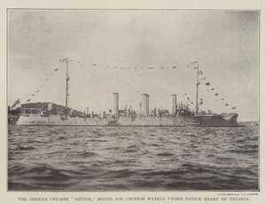 El crucero alemán Gefion, rumbo a aguas chinas bajo el mando del Príncipe Enrique de Prusia de English Photographer