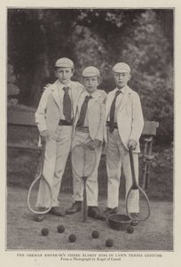 Los tres hijos mayores del emperador alemán en traje de tenis