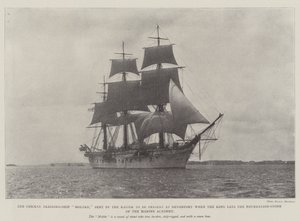 El Buque Escuela Alemán Moltke, enviado por el Kaiser para estar presente en Devonport cuando el Rey coloque la Piedra Fundamental de la Academia Marina de English Photographer