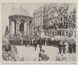 Las Celebraciones de Goethe en Frankfurt, las Corporaciones y Sociedades pasando por la Estatua de Goethe de English Photographer