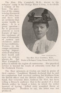 La honorable Ella Campbell, MD, doctora del campamento de refugiados, Orange River Colony