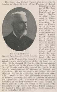 El Honorable J H Turner, Nombrado Agente General para Columbia Británica de English Photographer