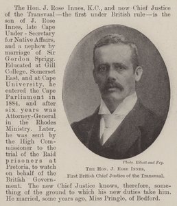 El Honorable J Rose Innes, Primer Juez Principal Británico del Transvaal de English Photographer