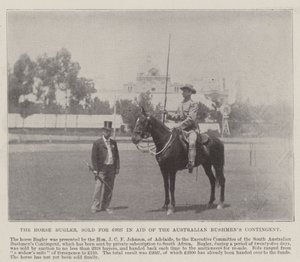 El trompeta de caballería, vendido por £2627 en ayuda del contingente de Bushmen australianos, Adelaide. Ilustración para The Illustrated London News, 26 de mayo de 1900 de English Photographer