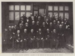 La cuestión de la tributación irlandesa, líderes de la reunión en la Mansion House, Dublín