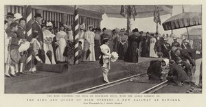 El Rey y la Reina de Siam inaugurando un Nuevo Ferrocarril en Bangkok de English Photographer