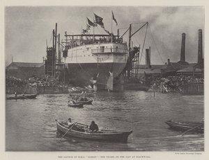 El lanzamiento del HMS Albion, el buque en la rampa en Blackwall de English Photographer