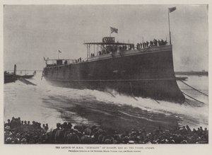 El lanzamiento del HMS Euryalus en Barrow, 20 de mayo, el barco a flote de English Photographer