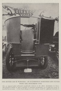 El automóvil en la guerra, un automóvil blindado y equipado con el cañón Hotchkiss de English Photographer