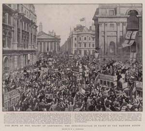 La noticia del alivio de Ladysmith, la manifestación frente a la Mansion House de English Photographer