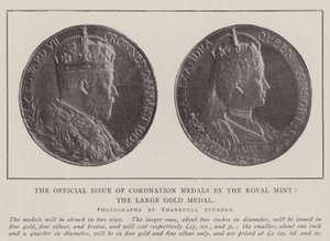 La emisión oficial de medallas de coronación por la Royal Mint, la gran medalla de oro de English Photographer