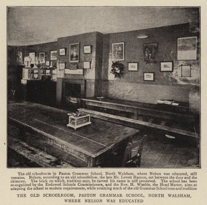 El antiguo salón de clases, Escuela de Gramática Paston, North Walsham, donde se educó Nelson de English Photographer