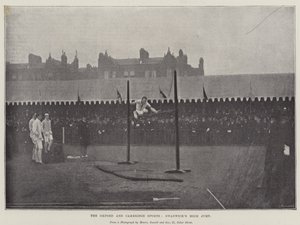 Los deportes de Oxford y Cambridge, el salto alto de Swanwick de English Photographer
