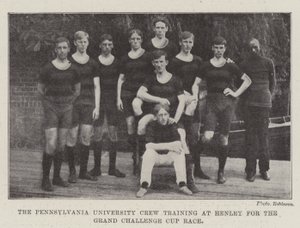 El equipo de la Universidad de Pensilvania entrenando en Henley para la carrera de la Grand Challenge Cup