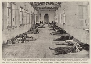 La Plaga en Hong Kong, en la Sala de Hombres de la Fábrica de Vidrio, Kennedy Town, Temporalmente usada como Hospital de English Photographer
