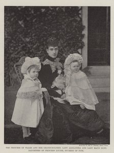 La Princesa de Gales y sus nietas, Lady Alexandria y Lady Maud Duff, hijas de la Princesa Louise, Duquesa de Fife de English Photographer