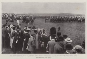 Desfile de cumpleaños de la Reina en Aldershot, los 15º Húsares, encabezando la brigada de caballería, pasando el punto de saludo de English Photographer