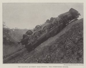 El accidente ferroviario cerca de Penryn, la locomotora volcada