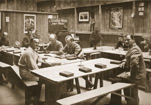 La Sala de Lectura, Handforth, ilustración de Prisioneros Alemanes en Gran Bretaña de English Photographer