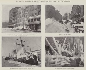 La reciente tormenta de nieve en América, escenas en la ciudad y el puerto de Nueva York