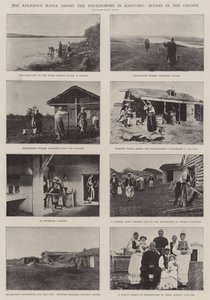 La manía religiosa entre los Doukhobors en Manitoba, escenas en la colonia de English Photographer